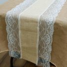 1 Dozen Lace Burlap 12 Table Runner 14X108" Rustic Natural Country Wedding Decorations