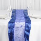 Royal Blue Embroidered Table Runner Fancy Wedding Linens Dinner Decorations