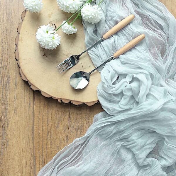 Silver 10 Ft Cheesecloth Extra Long Table Runner Cotton Wedding Linens Decorations