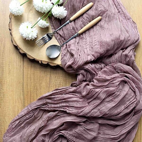 Amethyst 10 Ft Cheesecloth Extra Long Table Runner Cotton Wedding Linens Decorations