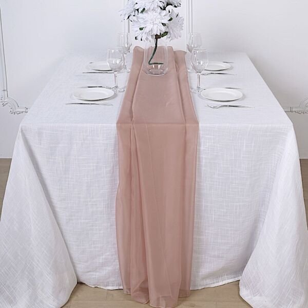 Dusty Rose 72" Premium Chiffon Table Top Runner Wedding Decorations