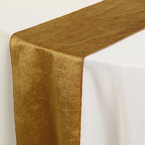 Gold 12X107" Premium Velvet Table Runner Wedding Linens Decorations