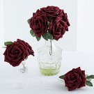 24 Burgundy 5" Foam Rose Flowers Stems Wedding Decorations