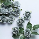 24 Silver 2" Mini Foam Rose Flowers Stems Wedding Decorations