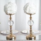 2 White 7" Silk Roses Flowers Kissing Balls Wedding Centerpieces Decorations