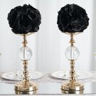 2 Black 7" Silk Roses Flowers Kissing Balls Wedding Centerpieces Decorations