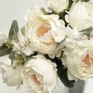 12 Ivory Silk Peony Flowers - 2 Bushes Wedding Centerpieces Arrangements Decorations