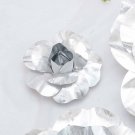 6 Pcs 8" Silver Artificial Large Roses Flowers Wall Backdrop Light Gray Decorations
