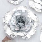 4 Pcs 16" Silver Artificial Large Roses Flowers Wall Backdrop Light Gray Decorations