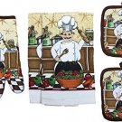 Italian Chef Collection 100% Cotton Printed Kitchen Linen Set Of 5 Includes 2 K Placemats