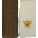 2 Pcs 100% Cotton Terry Kitchen Towel Beige Towel Butterfly With Happy Embroi Placemats