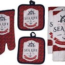 Set Of 5 Nautical Coastal Anchor Wheel Design With It Is The Sea Life Enjoy The Placemats
