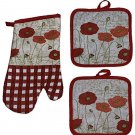 Set Of 3 Blooming Flower Collection Printed Decorative Nonslip Sistant Placemats