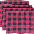 Set Of 4 Red And Black Plaid Autumn Fall Tapestry For Kitchen Dining Placemats