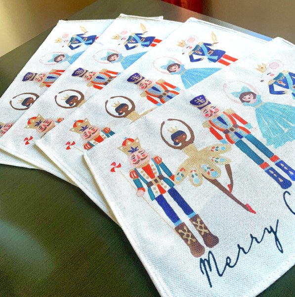 Set 4 Merry Christmas Whimsical Nutcracker Ballet Soldiers Ballerinas Placemats