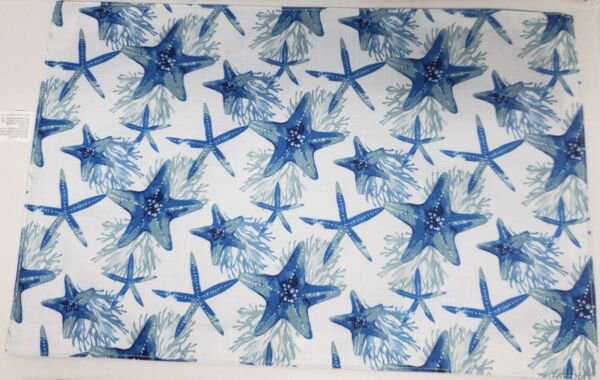 Set Of 4 Same Kitchen Fabric Thin Sealifestarfish With Blue Back Placemats