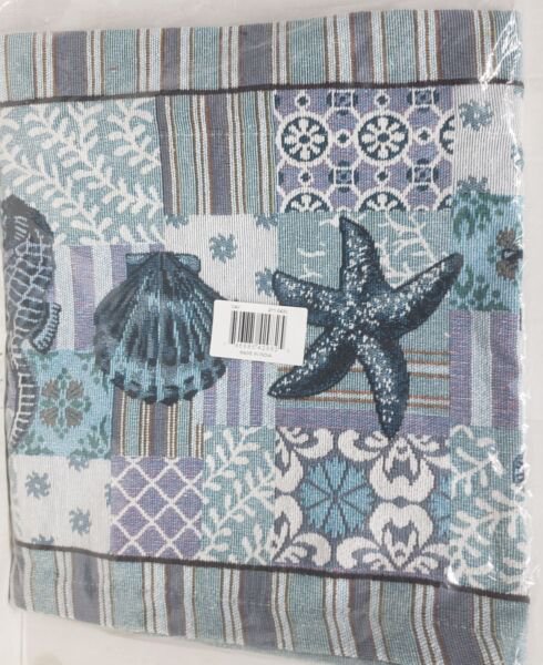 1 Fabric Tapestry Kitchen Table Runner 13"X70" Starfish Seahorse Seashell Placemats