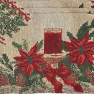 Set Of 3 Tapestry 13"X19" Christmas Poinsettia Flowers Candle Placemats