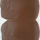 Set Of 2 Pvc Non Clear Oval 18" X 12" Engraved Leaves On Brown Placemats