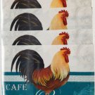 Set Of 4 Plastic Kitchen Semiclear 12"X18" Cafe Rooster On Aqua Placemats