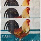Set Of 3 Plastic Kitchen Semiclear 12"X18" Cafe Rooster On Aqua Placemats