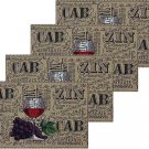Set Of 4 Same Kitchen Tapestry 13X19"Wine Apes1 Glasscab Zin Placemats