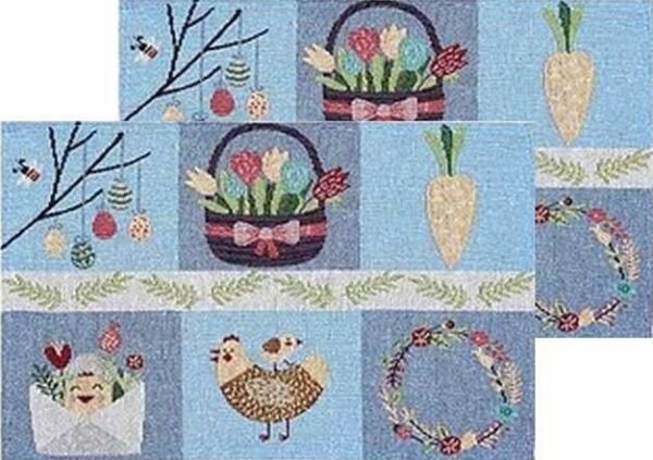 Set Of 2 Same Tapestry Kitchen 13" X 19" Easter Theme Squares # 2 Placemats