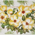 2 Non Clear Hard Plastic 12" X 18" Yellow Flowers Palm Leaves Placemats