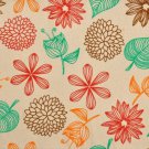 Set Of 4 Sack Woven Fabric Kitchen 13" X 19" Flowers Leaves Placemats