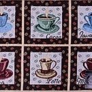 Set Of 4 Tapestry Kitchen 13" X 19" 6 Coffee Types In Squares Placemats