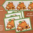 5 Pc Tapestry Set 4 13"X18" 1 Runner 74"X14 Pumpkin Harvest Placemats