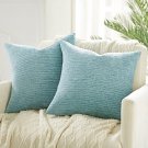 Large Grey Turquoise Pillow Covers 24X24 Inch Set Of 2 Luxurious Chenille Dec Home Decor