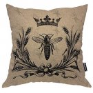 Throw Pillow Cover Bee 18X18 Inch Vintage Queen Bees Retro Crown Flor Home Decor
