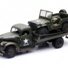 1941 Chevy Military Flatbed W/ Jeep Willys 1/32 Scale Diecast Car New Ray Toys Gifts