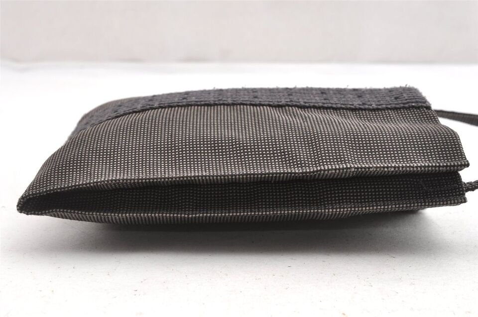 Authentic HERMES Her Line Pochette Shoulder Cross Bag Pouch Nylon Gray 7886F