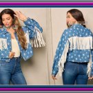 THE ESTRELLA LADIES DENIM FRINGED JACKET