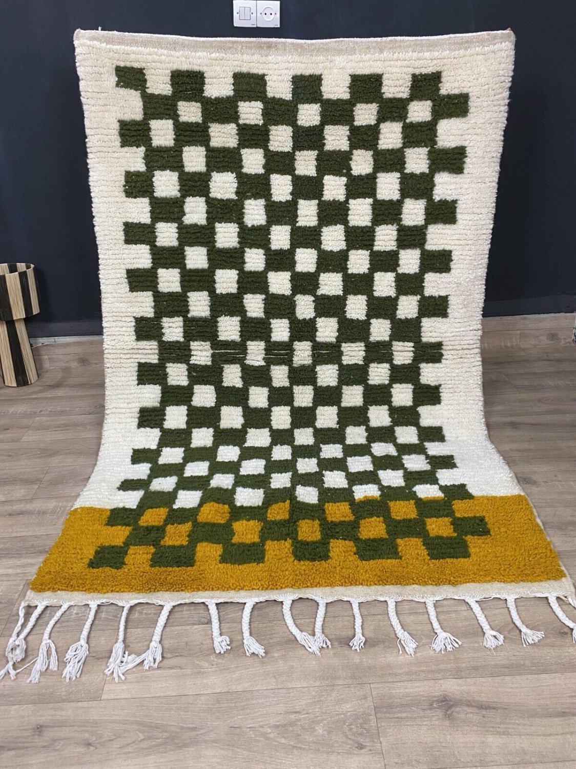 4x 6 ft Moroccan Antique Rug Vintage Hand-made BERBER Art Carpet checkered Rug