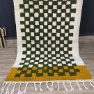 4x 6 ft Moroccan Antique Rug Vintage Hand-made BERBER Art Carpet checkered Rug