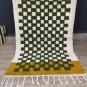 4x 6 ft Moroccan Antique Rug Vintage Hand-made BERBER Art Carpet checkered Rug