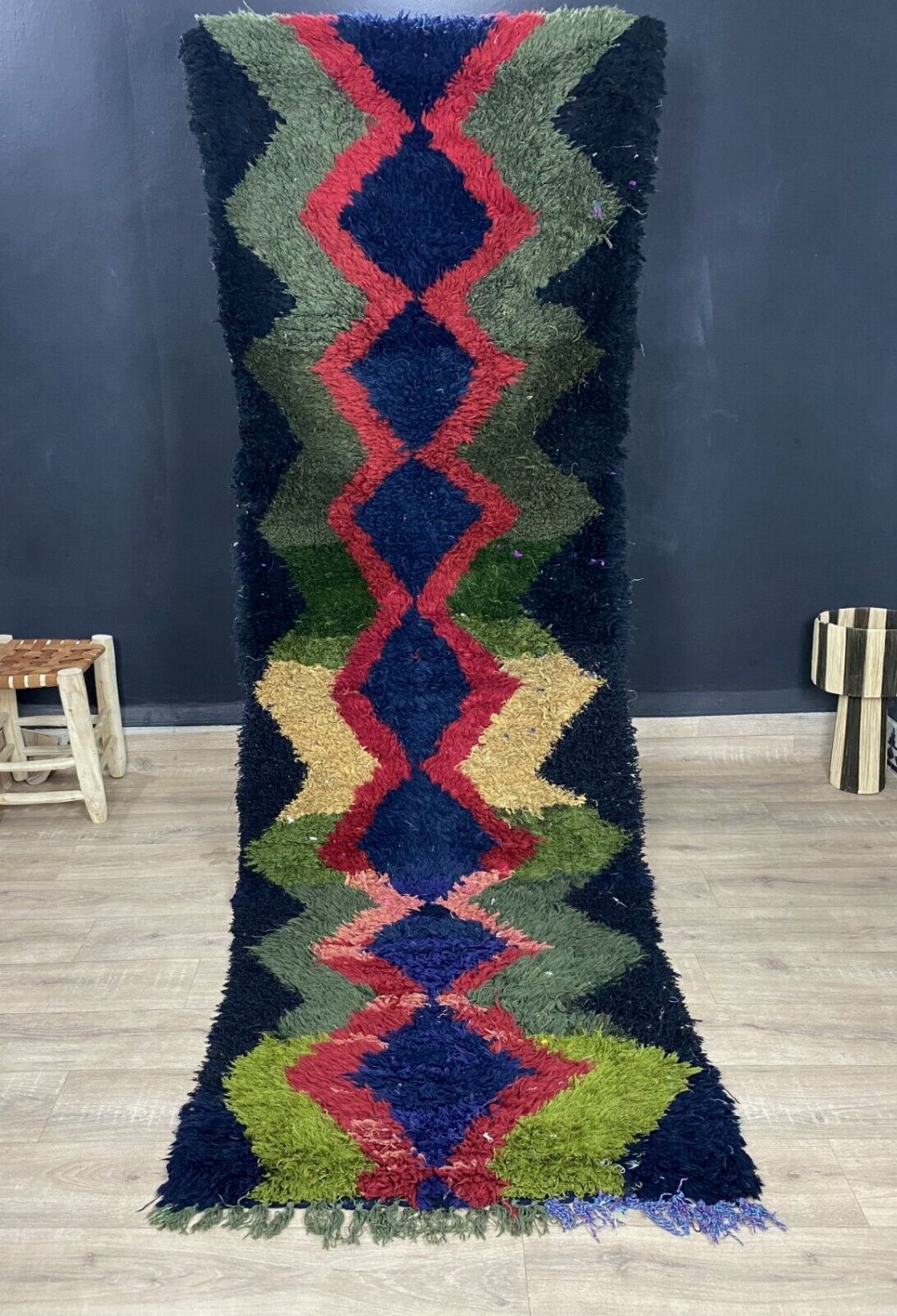 3x10.5ft Moroccan rug handmade bed side rug decorative rug narrow hallway rug