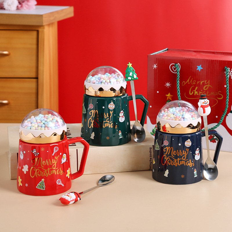 420ml Ceramic offee mug gift set, Christmas mug, Ceramic mug set, Coffee mug, Mug with lid