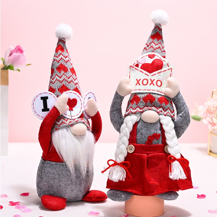 2 pcs Valentine's Day gnomes, Valentine's Day plush toy,