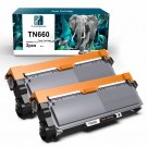 2Pk High-Yield Tn660 Black Toner Cartridge For Brother Printer Tn630 Dcp-L2540Dw