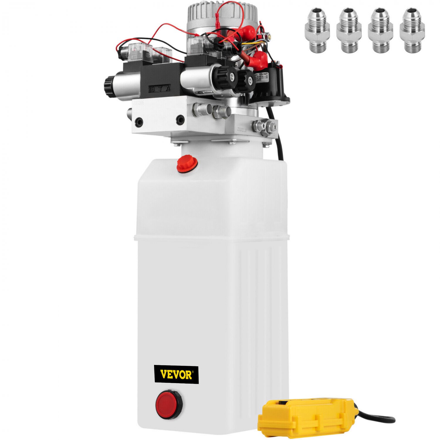 VEVOR 12V DC Double Acting Double Solenoid Hydraulic Power Pack 8L Tank ZZ004235