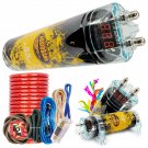 Car Audio 3.5 Farad Capacitor 3500 Watts Power 12V 3 Digit Display + 4 Gauge Kit