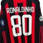 Ronaldinho AC Milan 2009/10 Soccer Jersey - #80 Home Long Sleeve Retro Jersey
