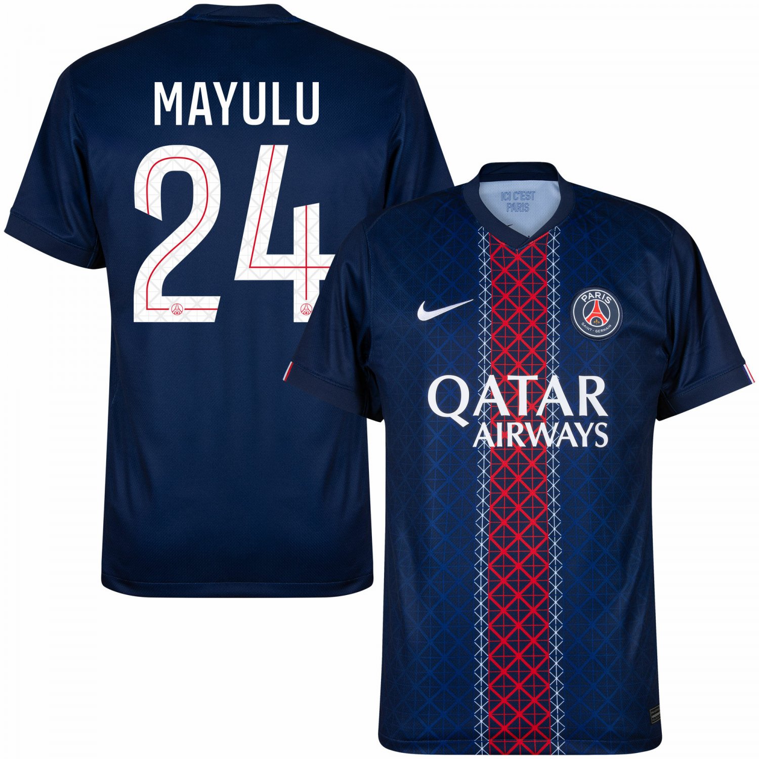 Flocage Officiel PSG Mayulu 24 UCL Domicile 2025/2026 Pour Maillot Adulte