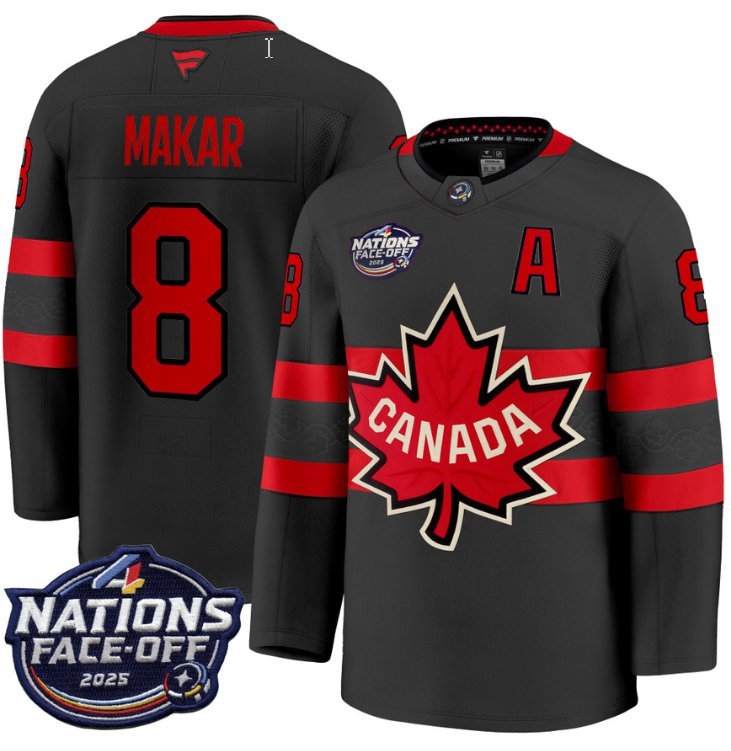 Cale Makar Jersey #8 Canada 4 Nations Face-Off 2025 Stitched Black