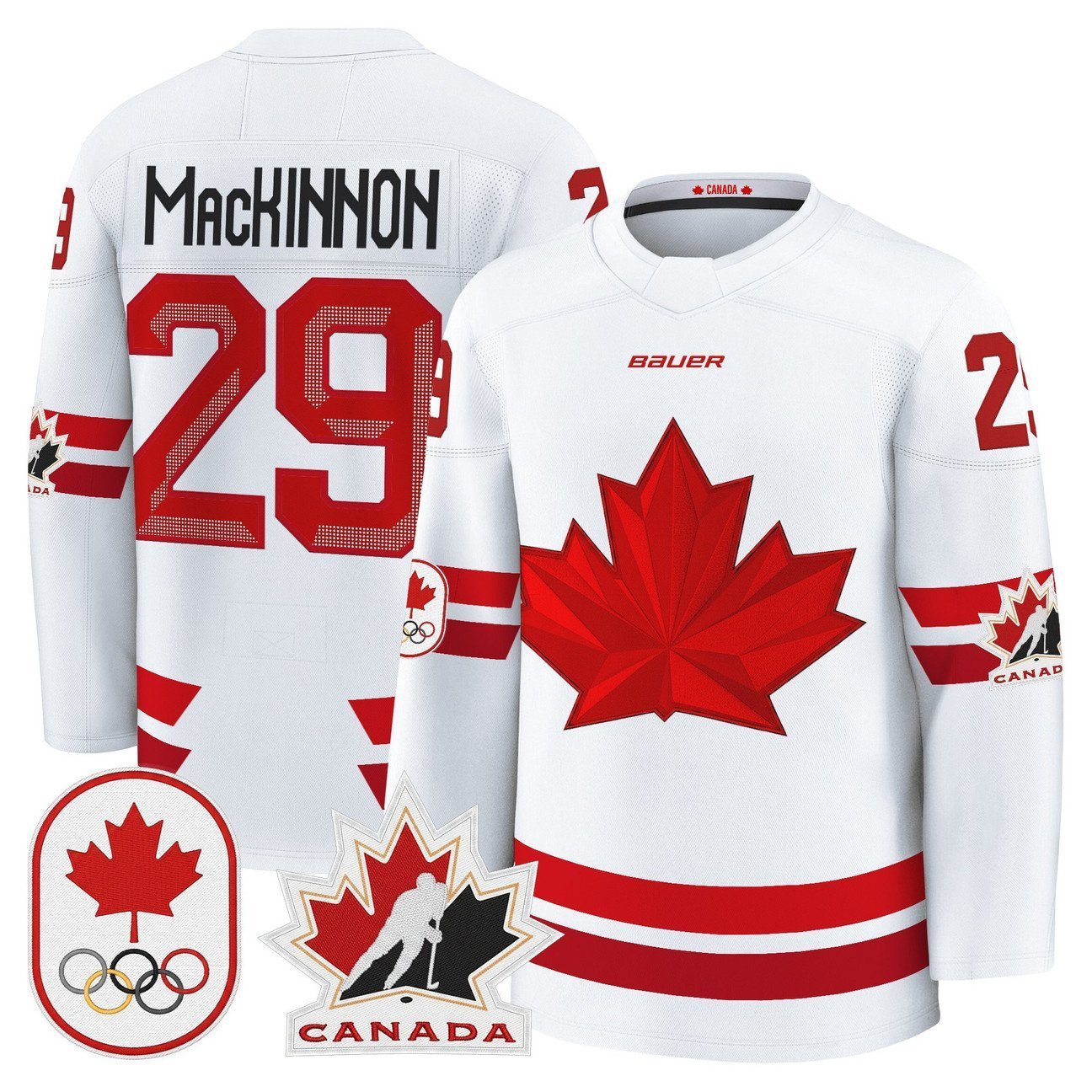 Nathan MacKinnon Jersey #29 Canada Olympic Premium Hockey Stitched White