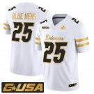Blue Hens Jersey #25 Delaware Blue Hens 2025 Gold Vapor Stitched White Gold Blue Hens Jersey #25 Delaware Blue Hens 2025 Gold Vapor Stitched White Gold